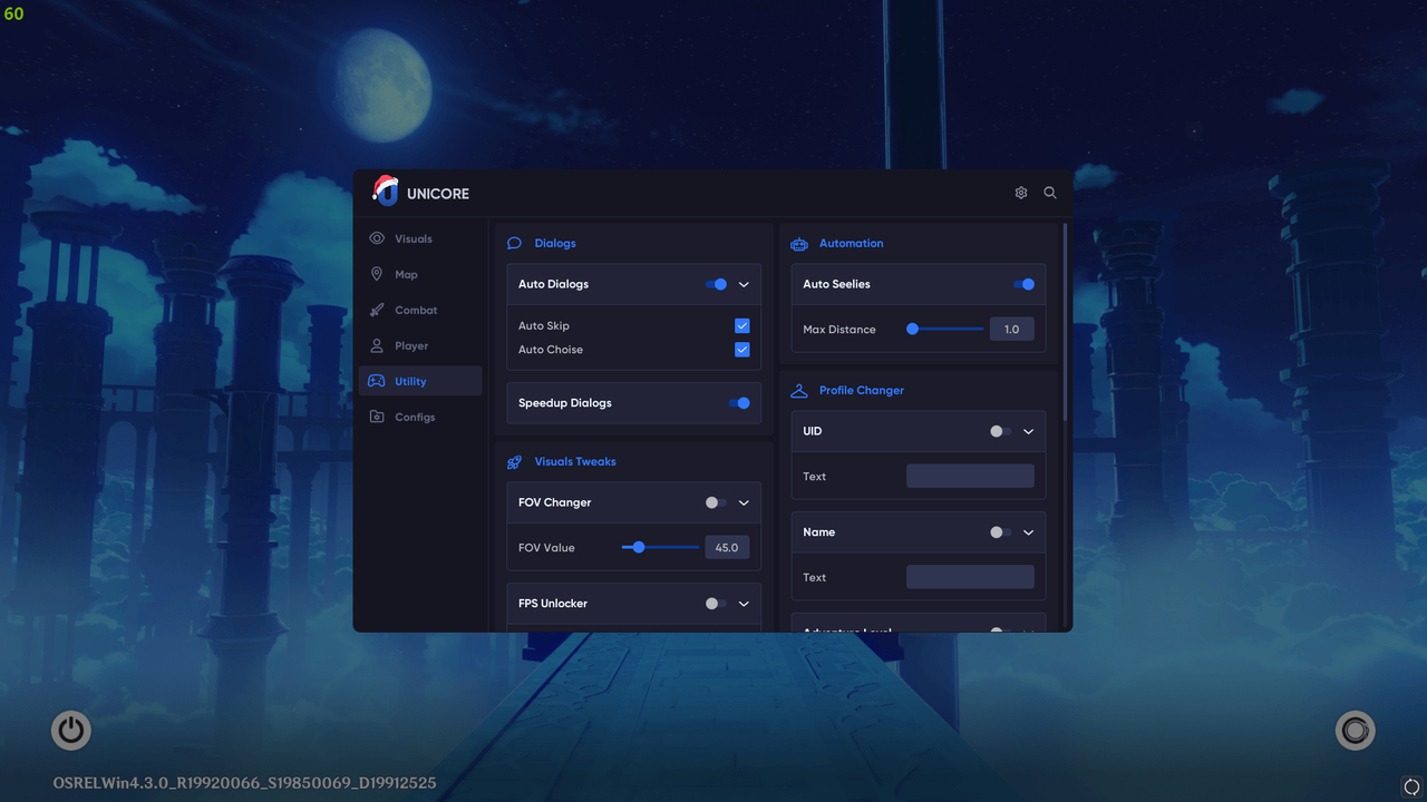 Genshin Impact용 비공개 치트 Unicore 구매