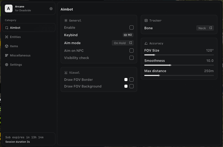 Private Cheat Arcane for Deadside — Full Control in Combat