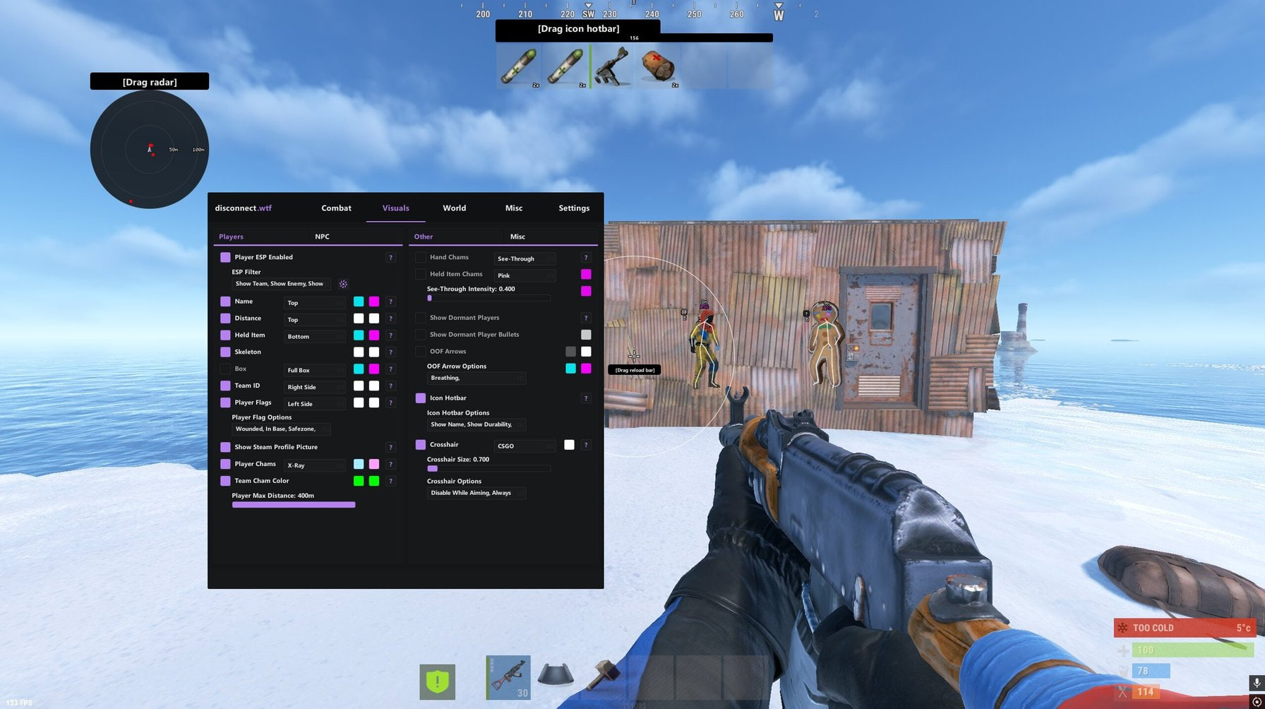 Disconnect Internal Rust — غش خاص مع Aimbot وESP وChams