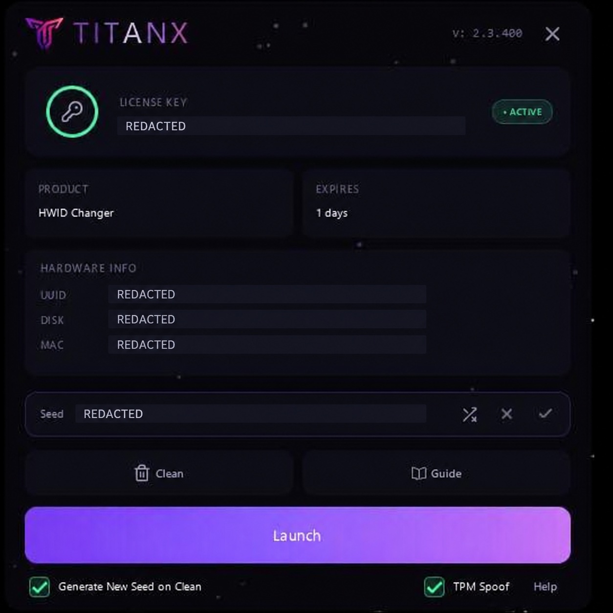 TitanX 更新:反作弊、TPM Spoof 和 Seed — HWID Changer