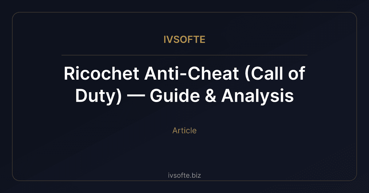 Ricochet Anti-Cheat (Call of Duty) – Guide et analyse | IVSOFTE